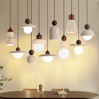 Celako™ Aurimar Pendant Light | Yellow Travertine Stone Bedroom Lighting