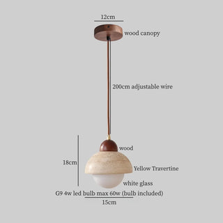 Celako™ Ishiato Pendant Light | Yellow Travertine Bedroom Lighting