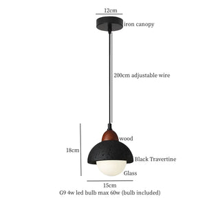 Celako™ Neroporo Pendant Light | Black Travertine Bedroom Lighting