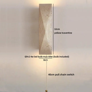 Celako™ Tavera Wall Light | Yellow Travertine Bedroom Lighting