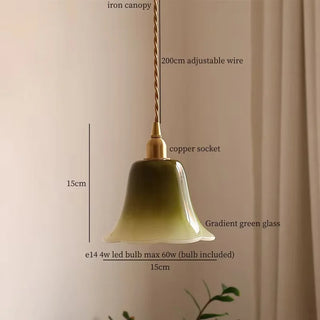 Celako™ Viridioro Pendant Light | Green Glass Bedroom Lighting