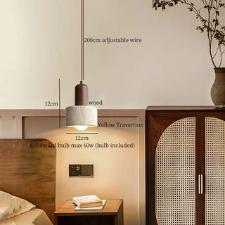 Celako™ Yugenite Pendant Light | Yellow Travertine Bedroom Lighting