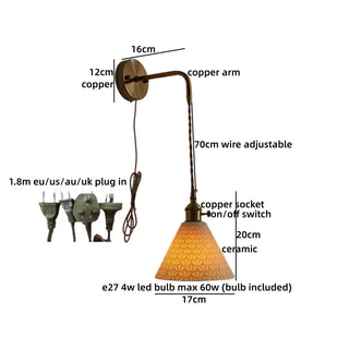 Celako™ Argile Wall Light | Ceramic Vintage Bedroom Lighting