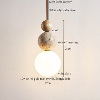 Celako™ Lithorbis Pendelleuchte | Schlafzimmerbeleuchtung aus gelbem Travertin