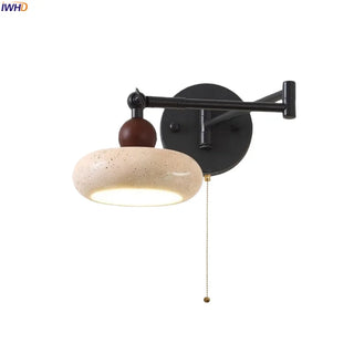 Celako™ Ochretta Wall Light | Yellow Travertine Swing Long Iron Arm Living Room Lighting