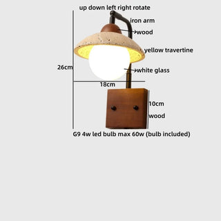 Celako™ Lunato Wall Sconce Light | Yellow Travertine Bedroom Lighting
