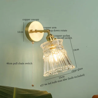Celako™ Lustris Wall Light | Copper Glass Bedroom Lighting
