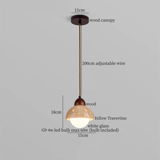 Celako™ Lumitrene Pendant Light | Yellow Travertine Glass Bedroom Lighting