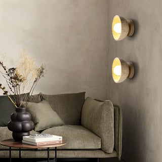 Celako™ Lapide Wall Light | Travertine Bedside Lighting