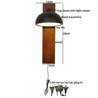 Celako™ Obsidia Wall Light | Black Travertine Living Room Lighting