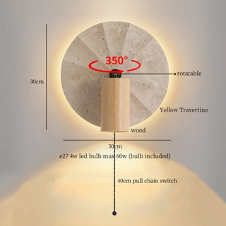 Celako™ Aurivine Wall Light | Yellow Travertine Bedroom Lighting