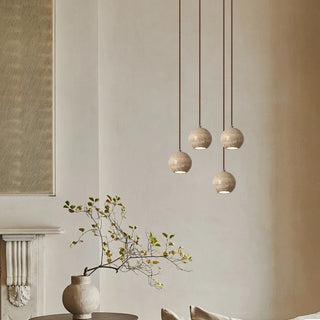 Celako™ Orbilith Pendant Light | Yellow Travertine Bedroom Lighting