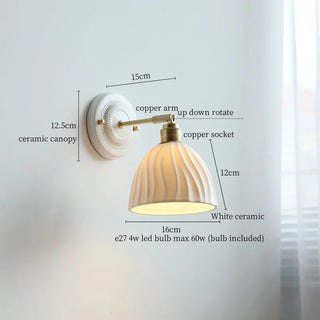 Celako™ Cerado Wall Light | Ceramic Copper Pull Chain Switch Bedroom Lighting