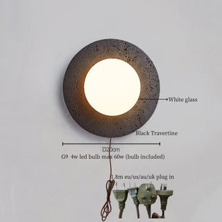 Celako™ Lunetra Wall Light | Black Travertine Living Room Lighting