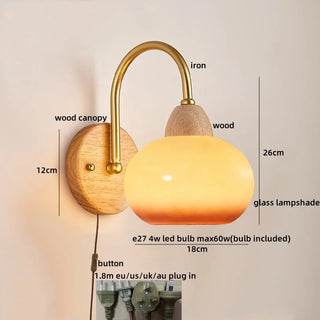Celako™ Orvion Wall Light | Glass Wood Nordic Bedroom Lighting
