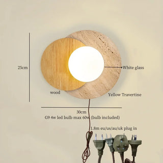 Applique murale Celako™ Luteora | Luminaire de salon en travertin jaune