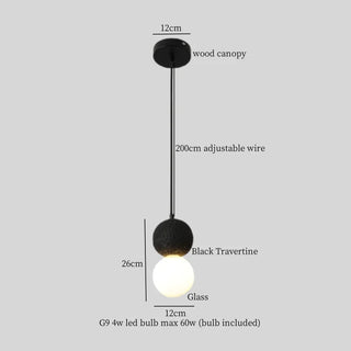 Celako™ Umbraite Pendant Light | Black Travertine Living Room Lighting