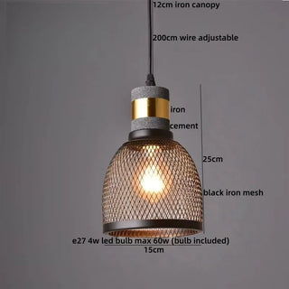 Celako™ Ferovi Pendant Light | Cement Iron Mesh Vintage Loft Bedroom Lighting