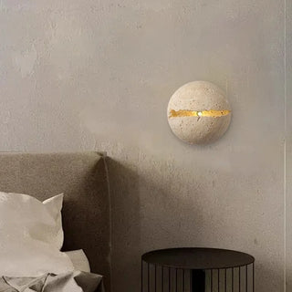 Celako™ Fessura Wall Light | Yellow Travertine Bedroom Lighting