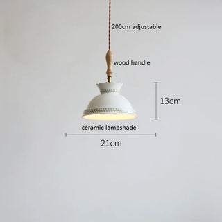 IWHD Butterfly Ceramic LED Pendant Lamp Beside Wooden Handle Copper Socket Home Decor Bedroom Dining Lving Room Light Hanglamp