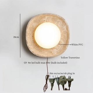 Celako™ Aurevarin Wall Light | Yellow Travertine Japan Style