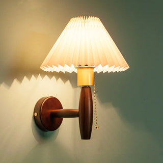 Celako™ Plissa Wall Light | Walnut Wood Bedroom Lighting