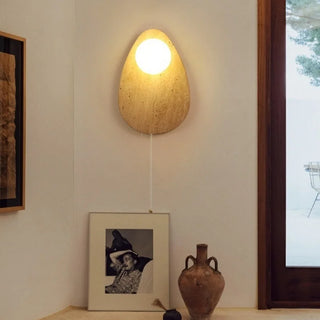 Applique murale Celako™ Vitratine | Éclairage de salon en pierre de travertin jaune