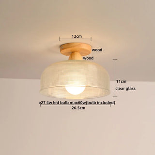 Celako™ Oakura Ceiling Light | Glass Wood Living Room Lighting