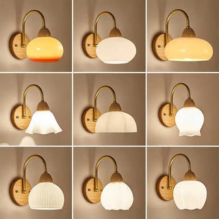 Celako™ Orvion Wall Light | Glass Wood Nordic Bedroom Lighting