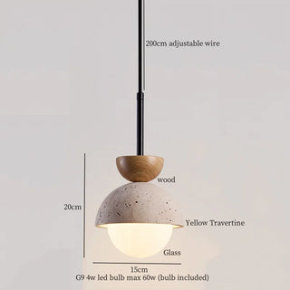 Celako™ Fulvian Pendant Light | Yellow Travertine Kitchen Island Lighting