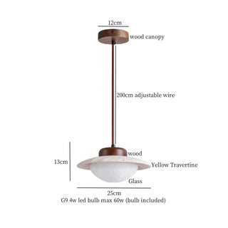 Lámpara colgante Celako™ Soltravine | Iluminación de dormitorio en travertino amarillo