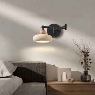 Celako™ Ochretta Wall Light | Yellow Travertine Swing Long Iron Arm Living Room Lighting