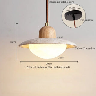 Celako™ Solentra Pendelleuchte | Kücheninselbeleuchtung aus gelbem Travertin