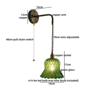 Celako™ Peridot Wall Light | Green Glass Bedroom Lighting