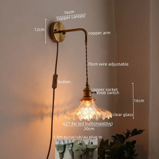 Celako™ Patinea Wall Light | Glass Bedroom Lighting