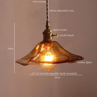 Celako™ Aurevara Pendant Light | Amber Glass Vintage Bedroom Lighting