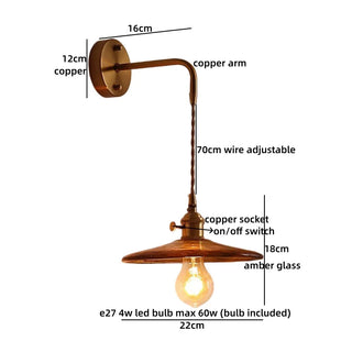 Celako™ Ambora Wall Light | Amber Glass Bedroom Lighting