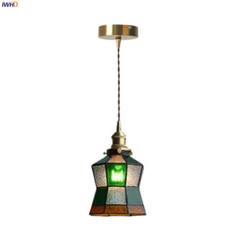 Celako™ Viridien Pendant Light | Tiffany Vintage Green Glass Bedroom Lighting