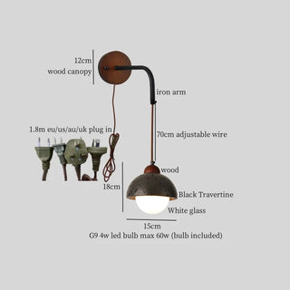 Celako™ Sumishi Wall Light | Black Travertine Bedroom Lighting