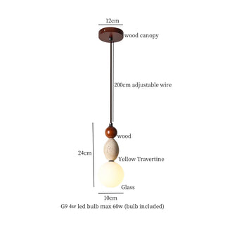 Suspension Auriolith Celako™ | Luminaire de chambre en travertin jaune