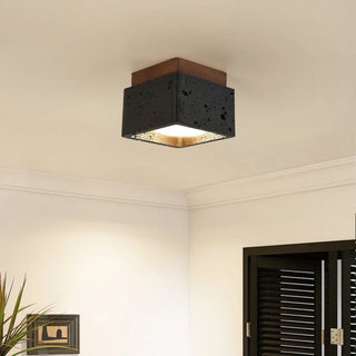 Celako™ Umbrena Ceiling Light | Black Travertine Mid Century Modern Bedroom Lighting