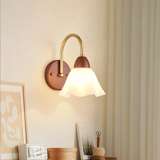 Celako™ Opaloak Wall Light | Wood Glass Modern Bedroom Lighting