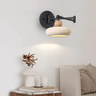 Celako™ Ochretta Wall Light | Yellow Travertine Swing Long Iron Arm Living Room Lighting