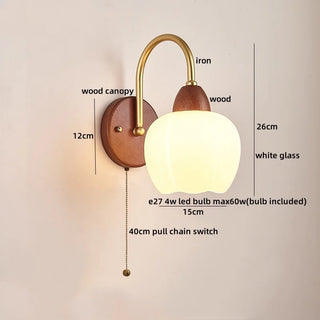 Celako™ Opaloak Wall Light | Wood Glass Modern Bedroom Lighting