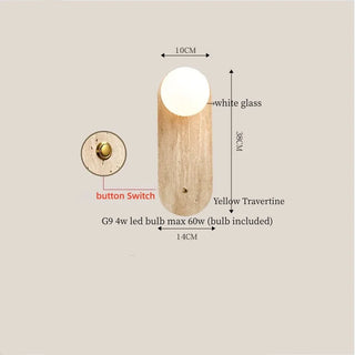 Celako™ Solvertine Wall Light | Yellow Travertine Japan Wabi Sabi Bedroom Lighting