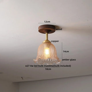 Celako™ Verdin Ceiling Light | Copper Glass Wood Living Room Lighting