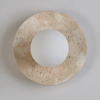 Celako™ Rotunda Wall Light | Yellow Travertine Glass Bedroom Lighting
