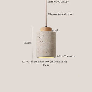 Celako™ Limestra Pendant Light | Yellow Travertine Vintage Wabi Sabi