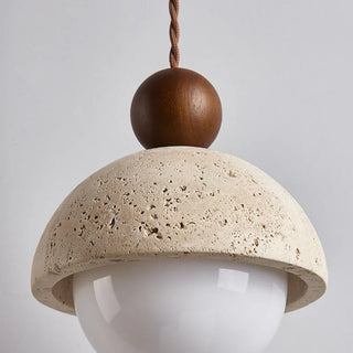 Celako™ Tuvalo Pendant Light | Yellow Travertine Stone Bedroom Lighting