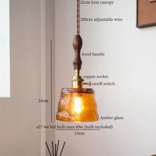 Celako™ Fulgore Pendant Light | Amber Glass Bedroom Lighting